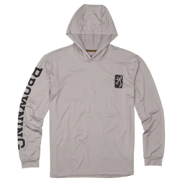 BROWNING HOODED LONG SLEEVE SUN SHIRT - GRY SML