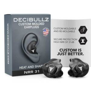 DECIBULLZ CUSTOM MOLD EARS PLUGS- BLK 31NRR
