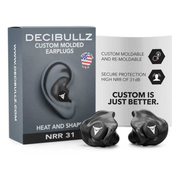 DECIBULLZ CUSTOM MOLD EARS PLUGS- BLK 31NRR